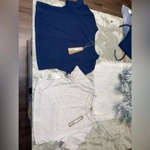 NEW- COTTON JERSEY COLLECTION 
SZ- Small 
Color- Navy & Heather Oatmeal